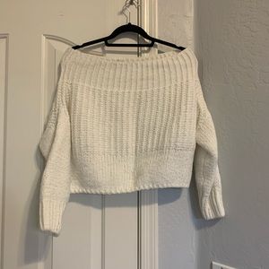 Off the shoulder cream sweater